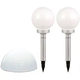 ETC Shop Kugelleuchte Kunststoff 3er Set spritzwassergeschützt Solarzelle weiß