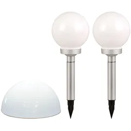 ETC Shop Kugelleuchte Kunststoff 3er Set spritzwassergeschützt Solarzelle weiß