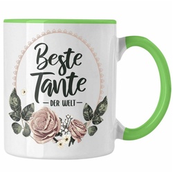 Trendation Tasse Trendation – Beste Tante der Welt Geschenk Tasse mit Spruch Kaffeetasse für Coole Tante grün