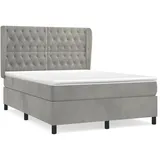 vidaXL Boxspringbett mit Matratze Hellgrau 140x200 cm Samt1399918