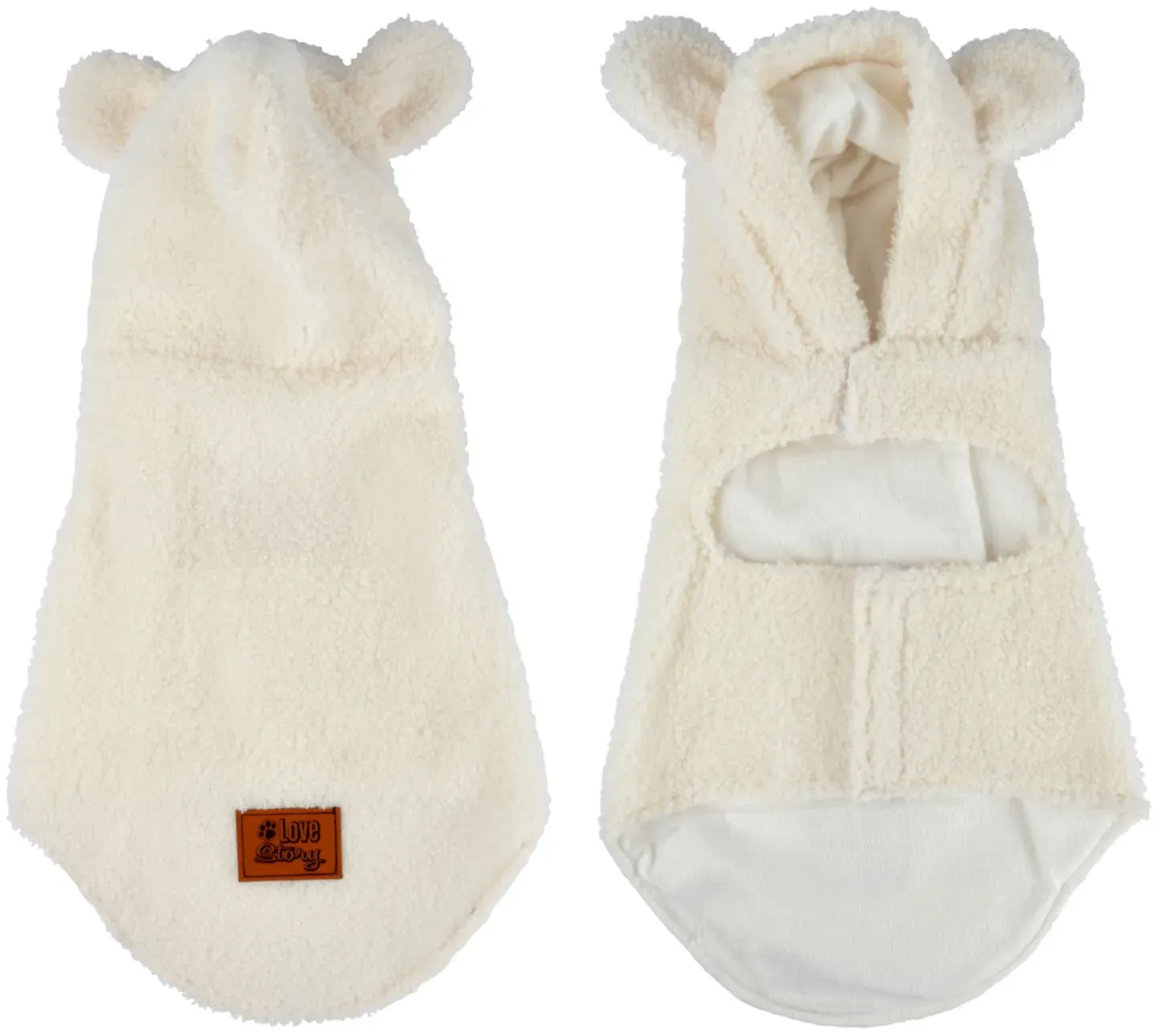 Hundejacke Teddyfleece mit Ohren beige Gr. M