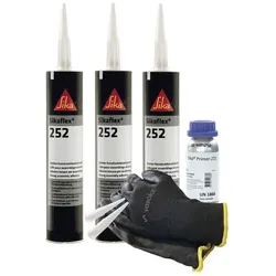 Sikaflex 252 weiss oder schwarz mit Primer für Holz Verklebung & Abdichtung - 252 schwarz mit Primer