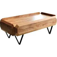 DeLife Couchtisch Kiano 100x50 cm Akazie Natur 2 Schübe