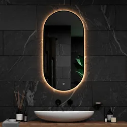 Badezimmerspiegel - 100x50cm Oval - Schwarzer Rahmen - Oval
