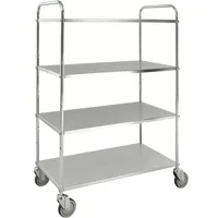 Kongamek Etagenwagen mit 4 Böden 900x440mm pulverbeschichtet und verzinkt, 24mm Rand mit Bremse