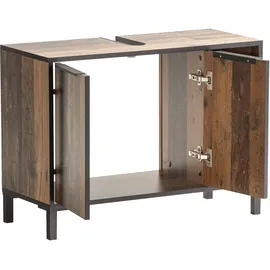 Schildmeyer Waschbeckenunterschrank Jaap 79,8 x 49,3 x 33 cm Braun/Schwarz