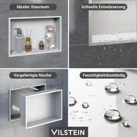 VILSTEIN Duschnische 30x60 cm | Aufputz | Wandnische Weiß | Duschregal - Weiß
