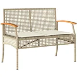 vidaXL Gartenbank mit Kissen Beige Poly Rattan Akazienholz