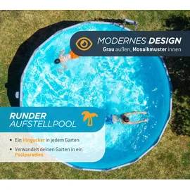 Summer Waves Elite Frame Pool Ø 488 x 122 cm inkl. Filterpumpe, Reinigungsset, Abdeckplane, Poolleiter