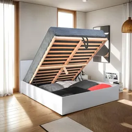 Weber Industries Bettkasten MADRID / Bett 140x190 - Weiß - Weiß