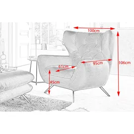 KAWOLA Sessel CHARME Hochlehnsessel Cord taupe