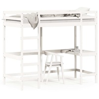 Hochbett mit Schreibtisch Weiß 90x200 cm Massivholz Kiefer