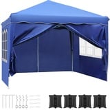 Pavillon 3x3 Wasserdicht Stabil Winterfest, Faltpavillon Faltbar Gartenzelt,Pop Up Partyzelt,Falt Pavillon Zelt mit 4 Seitenwänden,UV Schutz 50+ Metall-Verstrebungen für Camping(Navy Blau)