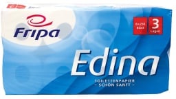 Fripa Edina Toilettenpapier, 3-lagig, hochweiß, Sanftes Klopapier aus 100% Zellstoff, 1 Packung = 8 Rollen à 250 Blatt