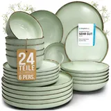 PURE LIVING INTERIOR DESIGN Rustic Tafelservice 24-tlg. 6 Personen mintgrün