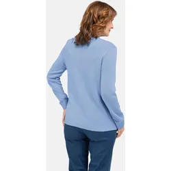 Rundhalspullover GOLDNER "Kurzgröße Stehkragenpullover im Zopfstrick", Damen, Gr. 25, blau (hellblau), Obermaterial: 50% Baumwolle CO. 50% Polyacryl PAN., gerade, Pullover Rundhalspullover, hoher Baumwollanteil