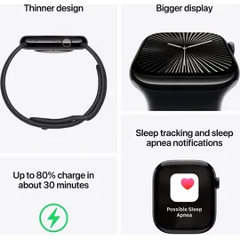 Apple Watch Series 10 GPS 46 mm Aluminiumgehäuse diamantschwarz Sportarmband schwarz S/M