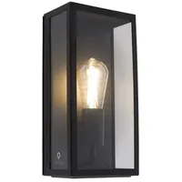 QAZQA Industrielle Außenwandlampe schwarz IP44 mit Glas - Rotterdam