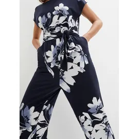 bonprix Jumpsuit mit Bindeband, blau, Gr.36/38 (S), eleganter Jumpsuit
