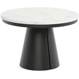 Meblini Esstisch, Weiß Hochglanz, Schwarz, Metall, Rund,Rund, 120x76x120 cm, Esszimmer, Tische, Esstische