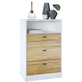 Vladon Pino V2 56 x 86,5 x 36 cm Weiß matt / Eiche Natur