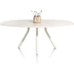 XOOON Lund Esszimmertisch oval MDF-Tischplatte Nebbia/Metallgestell - Nebbia