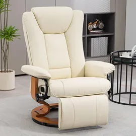 Homcom Relaxsessel Fernsehsessel mit Liegefunktion, Fußstütze, Cremeweiß
