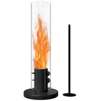 FIVMEN Tischfeuer Bioethanol Kamin Freistehender Standkamin Tischkamin aus Edelstahl, Bodenkamin Terrassenkamin inkl. Glas Freistehender Dekokamin schwarz