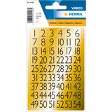 Herma 4146 Zahlen Aufkleber gold 1-100, 216 Stück, 13 x 12 mm, selbstklebend, klein, Nummer Ziffer Klebezahlen Sticker Hausnummern aus Folie zum Aufkleben, schwarz