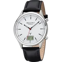 REGENT Analog-Digital Herren Uhr BA-449 Lederarmband schwarz Funkuhr D2URBA449 - Schwarz