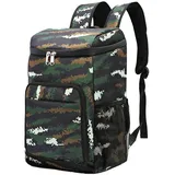 Isothermischer Kühlrucksack, Thermoausrüstung, wasserdicht, um Mahlzeiten und Getränke für den Strand, Sommer, Camping, Picknick, Wandern, 24 l, Camouflagegrün