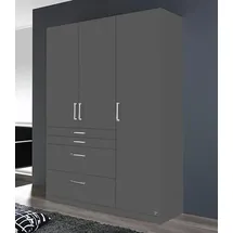 Rauch Kleiderschrank RAUCH "Harburg Drehtürenschrank Schlafzimmerschrank mit viel Stauraum", grau (graumetallic), B:136cm H:197cm T:54cm, Holzwerkstoff, Schränke, Kleiderschrank, Bestseller Schrank Garderobe im Schlafzimmer