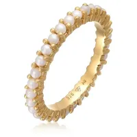 Elli Perlenring Bandring Memoire Glasperle 925 Sterling Silber goldfarben 54 mm
