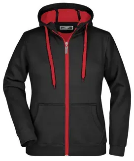 Damen Bonding Jacke JN354, schwarz/rot, Größe L - schwarz/weiß - L