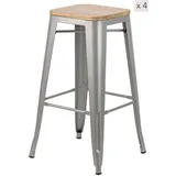Möbel Kraft Barhocker 4er-Set 43 x 75 cm Grau