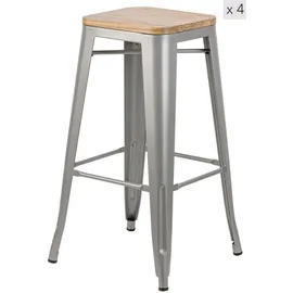 Möbel Kraft Barhocker 4er-Set 43 x 75 cm Grau