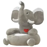 vidaXL Kindersofa Kindersessel Stoffsessel Sitzkissen Thron Plüschsessel Minisessel Elef grau