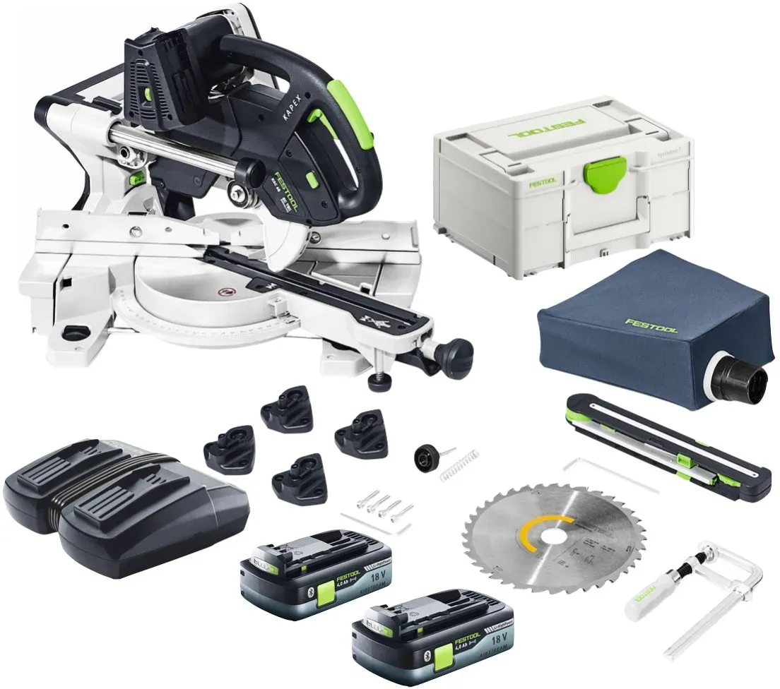 Festool KSC 60 EB-Basic KAPEX Akku Kapp Zugsäge 18 V / 36 V 216 mm Brushless + 2x Akku 4,0 Ah + Ladegerät + Systainer