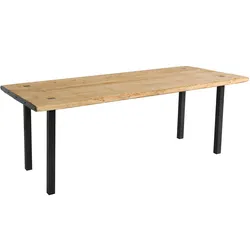 Mendler Esstisch HWC-L75, Tisch Esszimmertisch, Industrial Massiv-Holz MVG-zertifiziert 200x90cm, natur