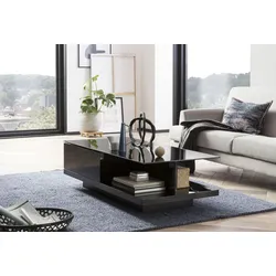 Couchtisch SALESFEVER, schwarz, B:120cm H:36cm T:60cm, Tische, mit Tischplatte aus gehärtetem Kristallglas
