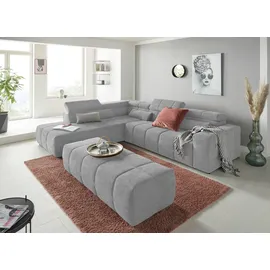 DOMO collection Ecksofa DOMO COLLECTION "BRANDON L-Form, auch in Leder", grau (hellgrau), B:275cm H:80cm T:228cm, Sofas, Ecksofa, inklusive Kopfteilverstellung, wahlweise mit Sitztiefenverstellung