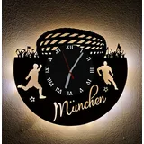 Designbysh Fußball Fan LED Wanduhr München Fanartikel Wanduhr Geschenk Fußballfan