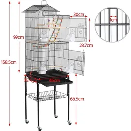 Yaheetech Vogelkäfig Vogelvoliere 46 x 35,5 x 158,5 cm Schwarz