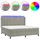 vidaXL Boxspringbett mit Matratze & LED Hellgrau 200x200 cm Samt