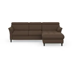 Ecksofa SIT & MORE "Marano L-Form", braun, B:257cm T:166cm, 100% Polyester, Sofas, inklusive Kopfteilverstellung, wahlweise mit Bettfunktion, Bettkasten