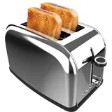 Cecotec Vertikaler Toaster Toastin' time 850 Inox Lite, 850 W, 2 Scheiben Brot, 3,8 cm breiter Schlitz, Brötchenaufsatz und Krümelschublade, Edelstahl