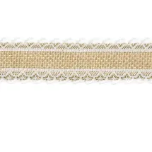 Partydeco Dekoband Spitze natur/braun/weiß 4 cm x 5 m
