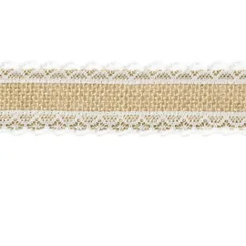 Partydeco Dekoband Spitze natur/braun/weiß 4 cm x 5 m