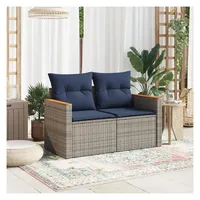vidaXL Gartensofa 2-Sitzer grau