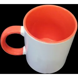 Airbrush-City 36 Stück Fototasse Sublimation Kaffee Tassen Becher WEISS - HENKEL ORANGE